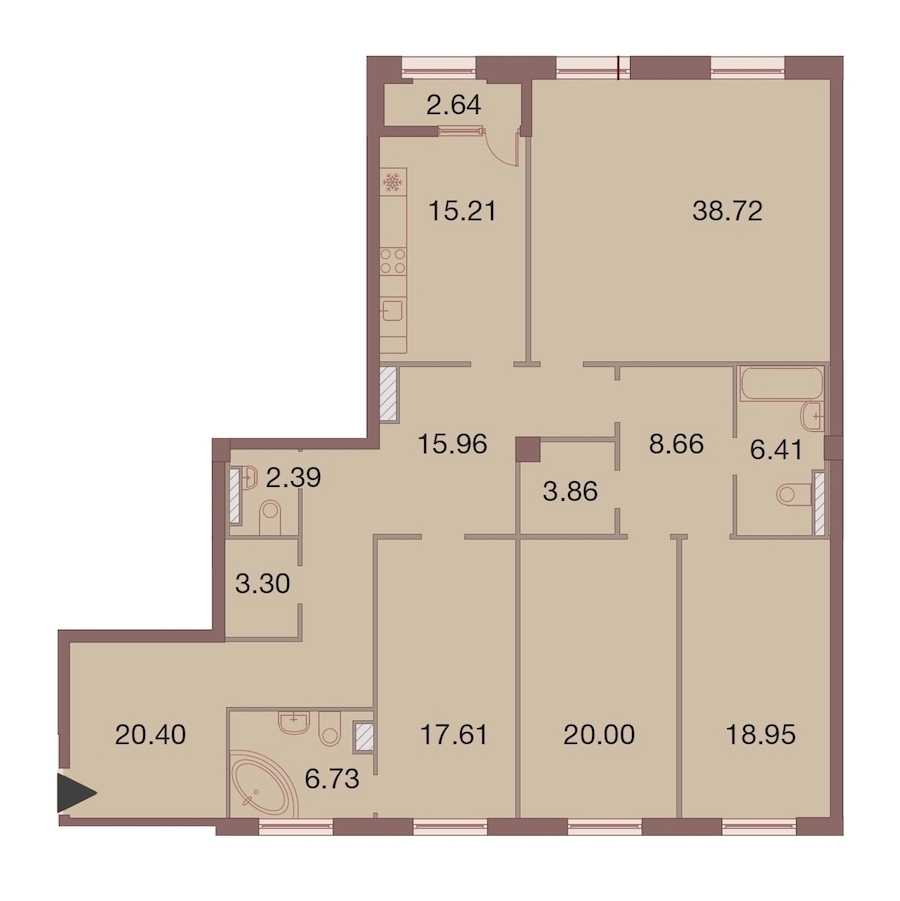Четырехкомнатная квартира в : площадь 179.52 м2 , этаж: 7 – купить в Санкт-Петербурге
